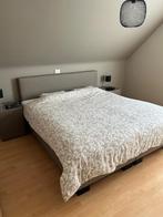 Boxspring elektrisch lederlook 180 x 200 met 2 nachtkastjes, Huis en Inrichting, Slaapkamer | Boxsprings, Ophalen, Gebruikt, Bruin