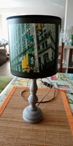 tafellamp muisgrijs balustre met kap New York, Minder dan 50 cm, Ophalen of Verzenden, Zo goed als nieuw, Glas