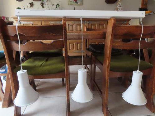 Luminaire blanc suspension avec 3 lampes, Huis en Inrichting, Lampen | Hanglampen, Zo goed als nieuw, Ophalen
