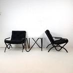 Vintage Memphis Milano set 2 fauteuils + salontafel, Huis en Inrichting, Ophalen, Zwart, Stof
