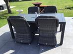 Tuinset tafel en stoelen/zetels grijs, Tuin en Terras, Tuinsets en Loungesets, Ophalen, 4 zitplaatsen, Gebruikt, Bijzettafel
