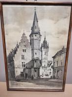 * H. Verbaere: kunstprint: stadhuis Dendermonde, Antiek en Kunst, Ophalen of Verzenden