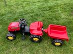 Rode kinder tractor, Kinderen en Baby's, Ophalen, Gebruikt, Overige merken, Met kar of aanhanger