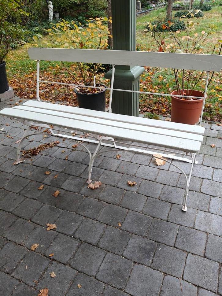 Oude tuinbank 50er opgemaakt OPVOUWBAAR, Tuin en Terras, Tuinbanken, Zo goed als nieuw, Ophalen