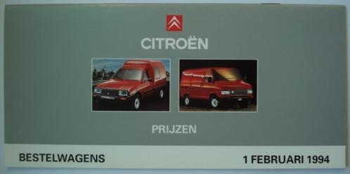 Citroën Prijzen bestelwagens 1994 Brochure Catalogue Prospek, Boeken, Auto's | Folders en Tijdschriften, Zo goed als nieuw, Citroën