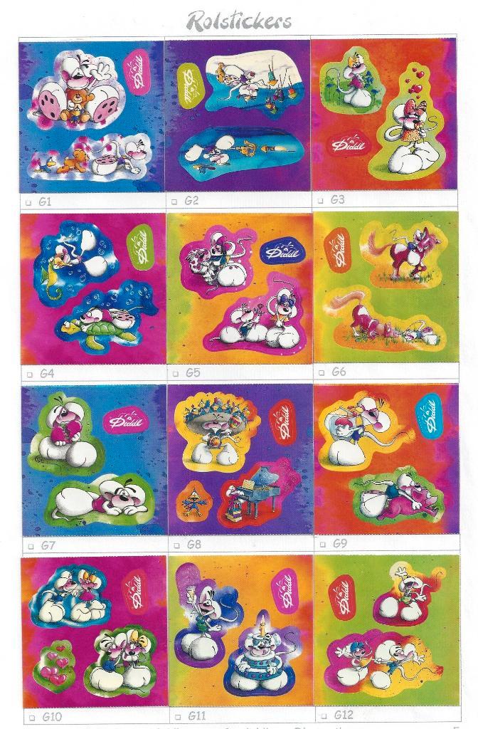 Diddl rolstickers G-reeks compleet, Collections, Diddl, Comme neuf, Papier, Carte ou Papeterie, Diddl, Enlèvement ou Envoi