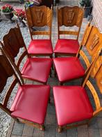 6 rode stoelen ( leder zitting ), Enlèvement, Cinq, Six Chaises ou plus, Utilisé, Rouge