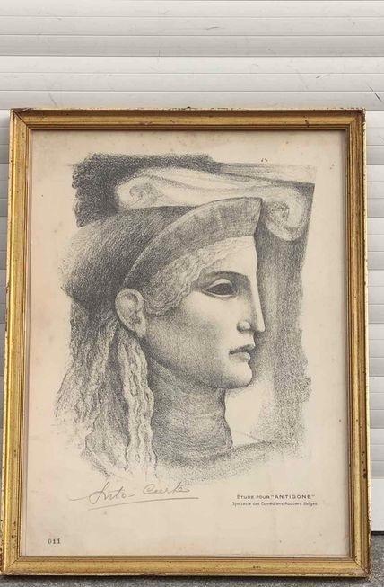 Lithographie étude pour Antigone signe Anto carte, Antiquités & Art, Art | Lithographies & Sérigraphies, Enlèvement ou Envoi