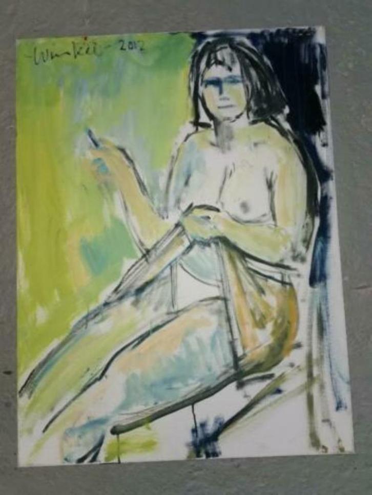 Erotisch Origineel werk van Arien Winkel, Antiek en Kunst, Kunst | Schilderijen | Klassiek, Ophalen