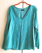 Te koop: Mooie turquoise blouse met tijgerprint, L., Kleding | Dames, Ophalen, Nieuw, Maat 42/44 (L), Blauw