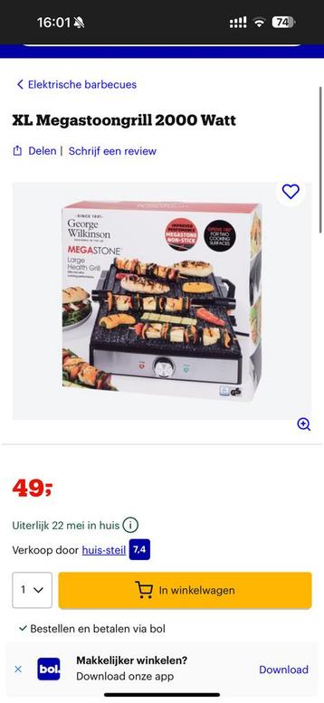 Grill XL Megasto 2000 watts beschikbaar voor biedingen