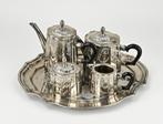 Service à thé antique en métal argenté 5 pièces, Enlèvement ou Envoi