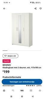 Kleerkast Brimnes (IKEA), Huis en Inrichting, Kasten | Kleerkasten, Ophalen, 100 tot 150 cm, Met hangruimte, Zo goed als nieuw