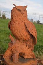 Grote gietijzeren uil (oehoe op tak), Tuin en Terras, Tuinbeelden, Ophalen, Nieuw, Overige materialen, Dierenbeeld