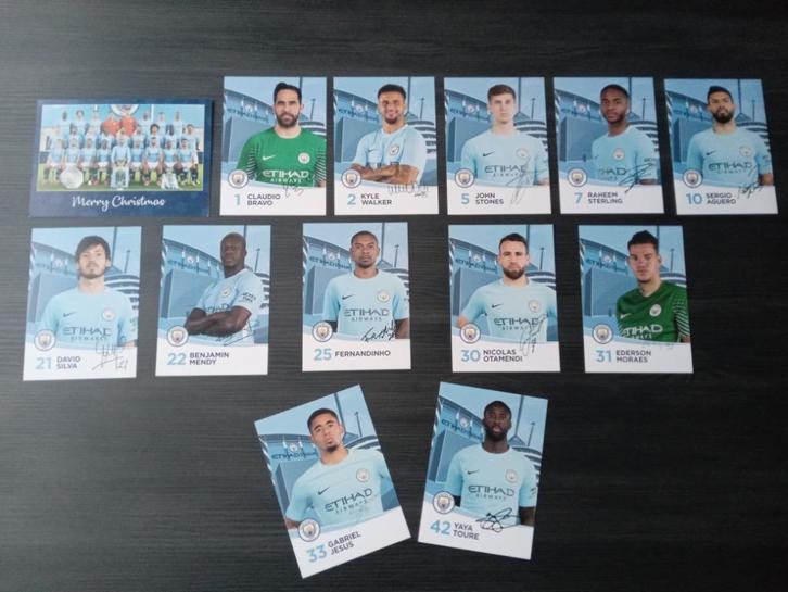 Gesigneerde set spelerskaarten van Manchester City, Sport en Fitness, Voetbal, Nieuw, Clubaccessoires, Ophalen of Verzenden