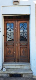 Dubbele voordeur van massief hout, Doe-het-zelf en Bouw, Raamkozijnen en Schuifdeuren, Gebruikt, Overige typen, Inclusief glas