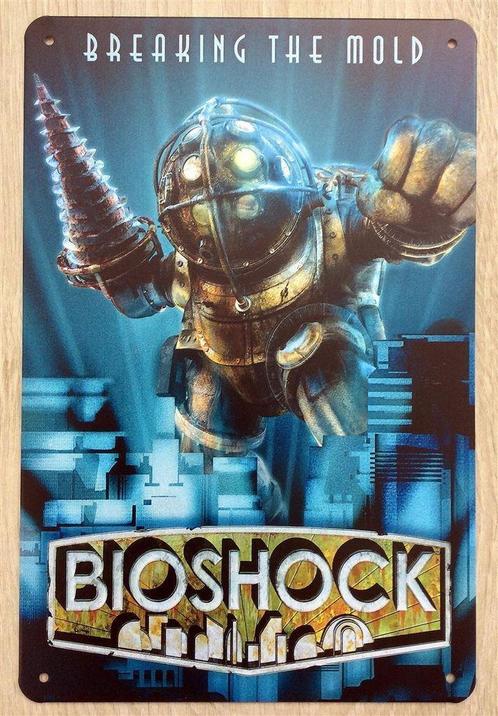 BIOSHOCK Metalen Retro arcade PC Wandbord poster, Verzamelen, Film en Tv, Nieuw, Poster, Verzenden