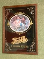 Vintage pepsi cola kader in glas, Verzamelen, Ophalen, Gebruikt, Reclamebord