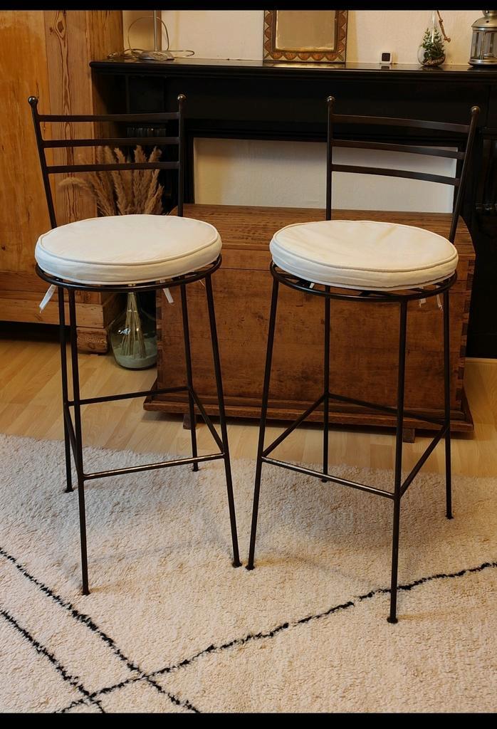 Tabourets de cuisine ou bar en fer forgé, Maison & Meubles, Tabourets de bar, Enlèvement