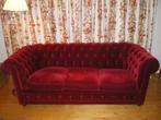 CANAPE 3 PLACES + 2 FAUTEUILS VELOURS ROUGE, Maison & Meubles, Canapés | Salons, 75 à 100 cm, Chesterfield, 150 à 200 cm, Enlèvement