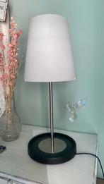 Mooie tafellamp 53cm hoog, donkere houten standaard, Zo goed als nieuw, Ophalen