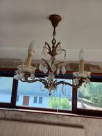 2 antieke vergulde bronzen buiskroonluchters met lenzen, Antiek en Kunst, Ophalen