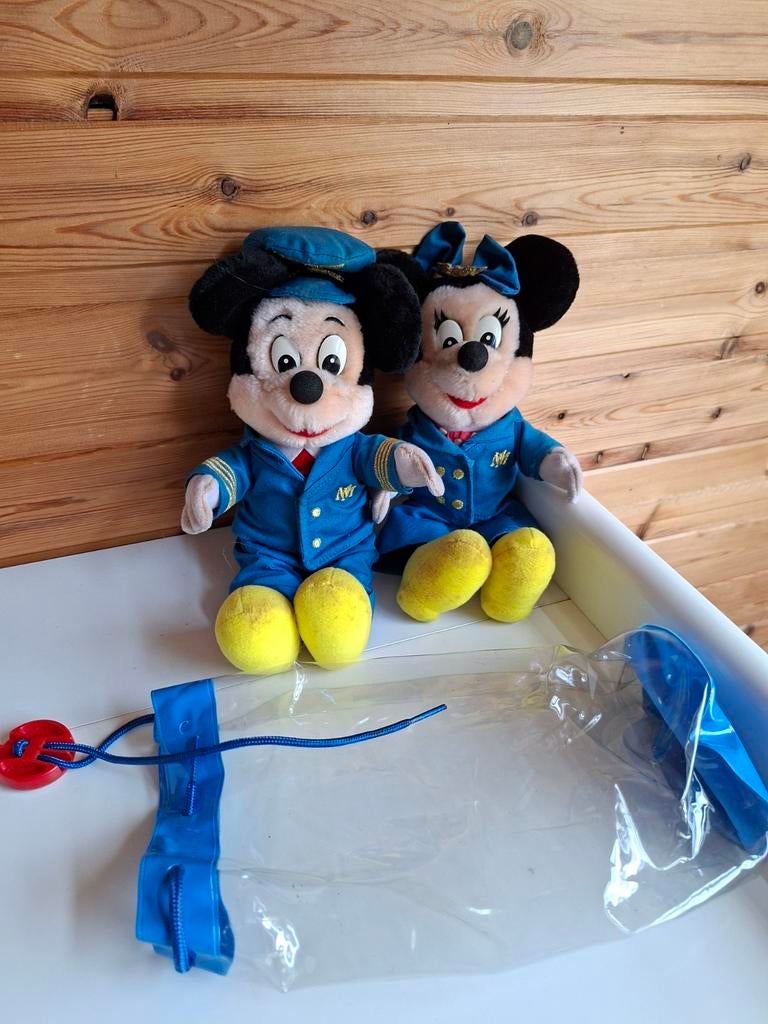 Disney Plane Crazy 11´´ vliegtuigpiloot Mickey & Minnie, Enlèvement, Comme neuf, Peluche