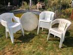 Witte tuinstoelen en rond tafeltje 90cm, Tuin en Terras, Ophalen, Zo goed als nieuw