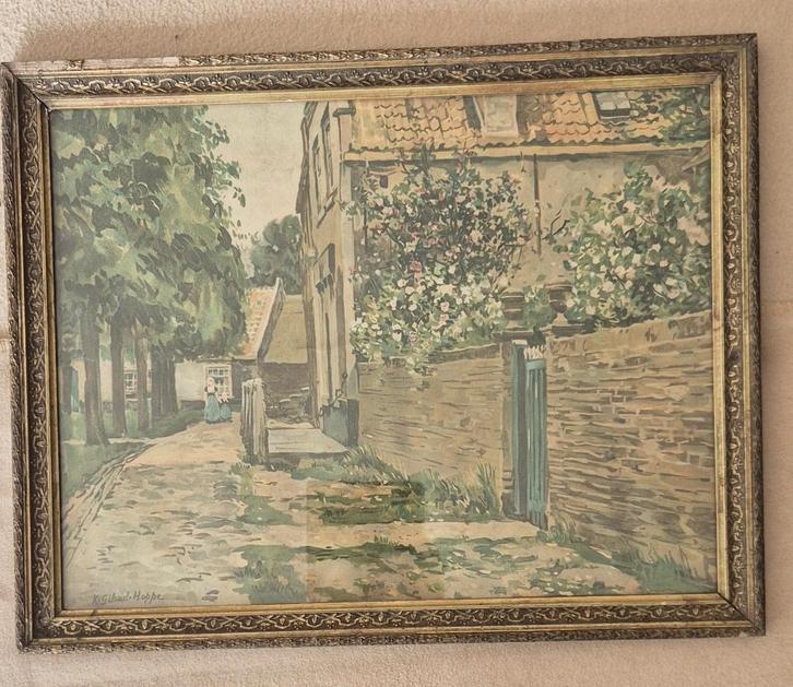 Scène à l'aquarelle de Ketty Gilsoul-Hoppe, Antiquités & Art, Art | Peinture | Classique, Envoi