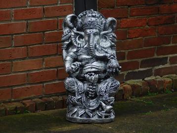 Statue de Ganesha - gris argenté et noir - polystone - détai, Enlèvement ou Envoi, Synthétique, Bouddha