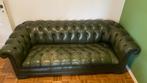 Groene Chesterfield met gecapitonneerde zitting, Huis en Inrichting, Ophalen, Gebruikt, Klassiek, Driepersoons