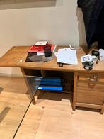Petit bureau à volets et à extensions en bois naturel, Zo goed als nieuw