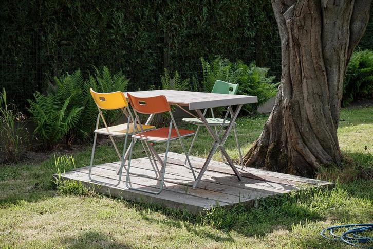Terras_Campeertafel, Maison & Meubles, Tables | Tables à manger, Comme neuf, 50 à 100 cm, 100 à 150 cm, Quatre personnes, Métal