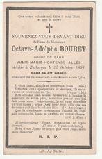 Décès Octave Adolphe BOURET Allès Zutkerque 1891 (France), Collections, Envoi, Image pieuse