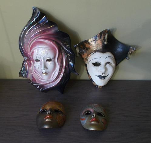 Lotje Italiaanse maskers in koper, papier maché en keramiek, Huis en Inrichting, Woonaccessoires | Wanddecoraties, Zo goed als nieuw