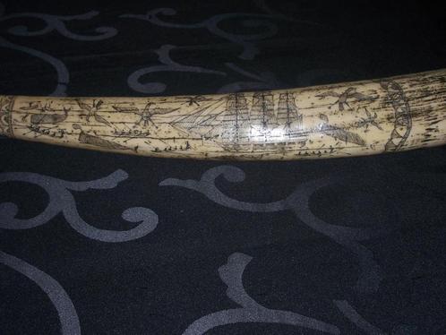 Replica gegraveerde walrustand (Scrimshaw), Antiek en Kunst, Curiosa en Brocante, Ophalen of Verzenden