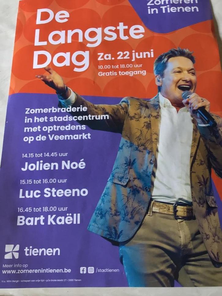 Affiche poster zomeren in Tienen Bart Kaëll, Cd's en Dvd's, Vinyl | Nederlandstalig, Ophalen of Verzenden