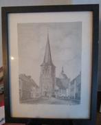 Tekening St Pieterskerk Berlaar, Antiek en Kunst, Ophalen of Verzenden