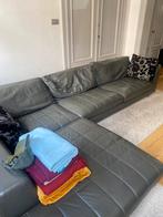Grijs lederen zetel, Huis en Inrichting, Ophalen, Gebruikt, Leer