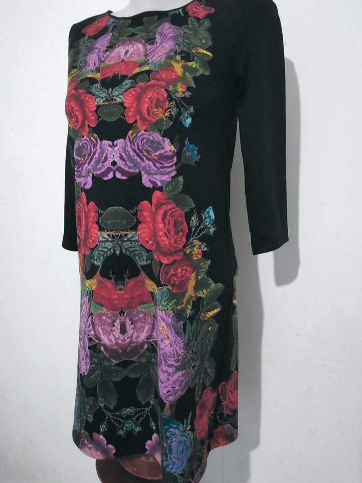 H&m winterjurk met bloemenprint, maat XS, Kleding | Dames, Jurken, Zo goed als nieuw, Blauw, Ophalen of Verzenden