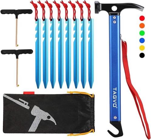 Camping hamer met 8 aluminium tentharingen | Nieuw, Hobby en Vrije tijd, Overige Hobby en Vrije tijd, Nieuw, Verzenden