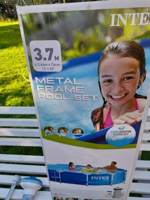Intex zwembad met metalen frame + filterpomp & warmtepomp, Jardin & Terrasse, Piscines, Comme neuf, Piscines hors sol, Moins de 80 cm
