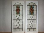 Set van 2 Art Deco Glas in Lood ramen met vrouwen gezichten, Doe-het-zelf en Bouw, Ophalen of Verzenden, Gebruikt, Glas in lood