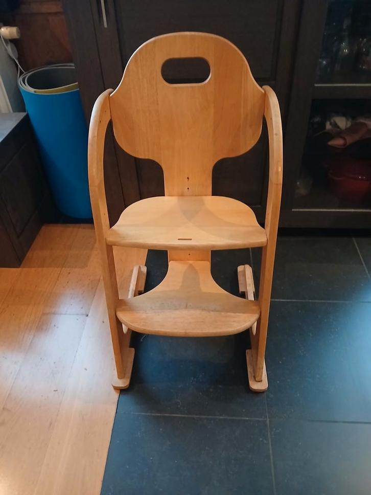 Houten meegroeistoel Tripp Trapp-type – verstelbaar, Kinderen en Baby's, Kinderstoelen, Gebruikt, Meegroeistoel, Aanschuifbaar