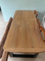 Robuuste houten eettafel met stalen U-poten, Huis en Inrichting, Tafels | Eettafels, Ophalen, Gebruikt, 50 tot 100 cm, Vijf personen of meer