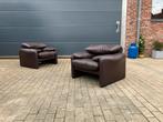 2x Cassina Maralunga 1zit, origineel chocoladebruin leder, Huis en Inrichting, Ophalen of Verzenden, Zo goed als nieuw, Leer, Sede artifort b&b italia knoll eames togo ligne roset edra cor