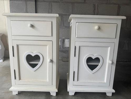 Paire de Tables de Chevet Style Shabby Chic, Huis en Inrichting, Slaapkamer | Nachtkastjes, Gebruikt, Hout, Ophalen