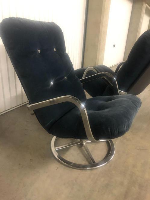 2 x retro chrome swivel arm chair  jaren 90, Antiek en Kunst, Curiosa en Brocante, Ophalen