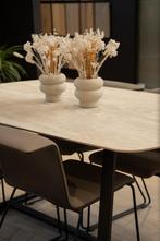Eettafel Travertinlook/Travertijnlook met zwart onderstel, Ophalen, Overige materialen, 50 tot 100 cm, Zo goed als nieuw