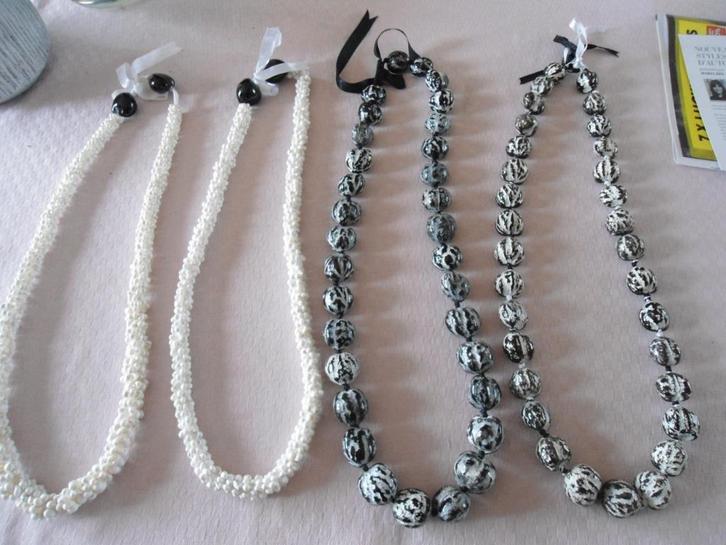 4 Colliers Typiques de Tahiti-Polynésie, Handtassen en Accessoires, Kettingen, Nieuw, Steen of Mineraal, Wit, Ophalen of Verzenden